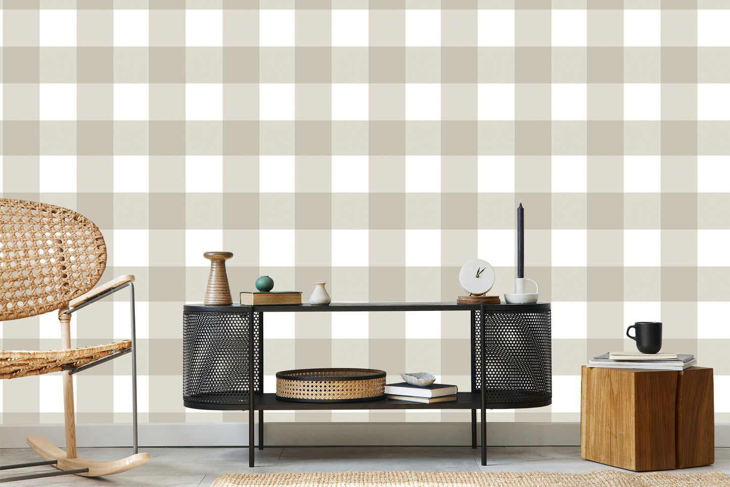 Wallpaper Geometric Optical Plaid For Living Room