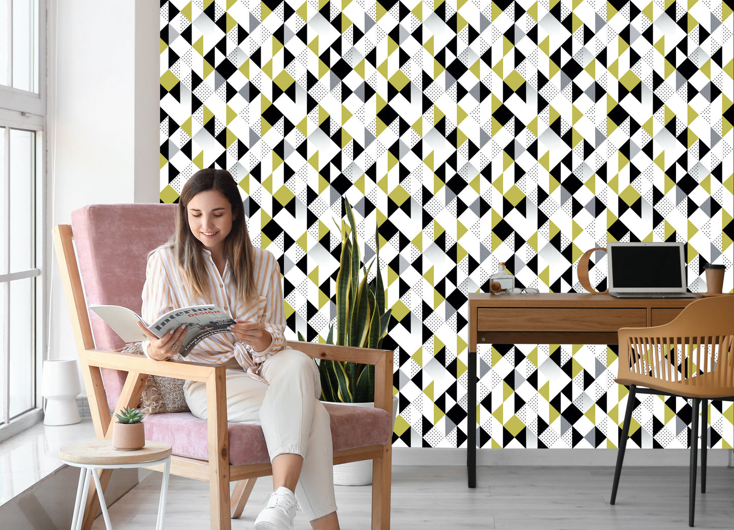 Wallpaper Geometric Colorful Triangles