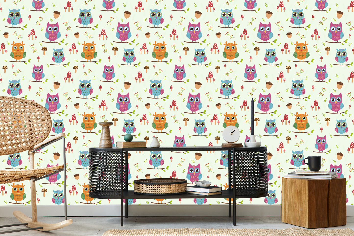 Wallpaper Colorful Owls