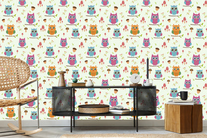 Wallpaper Colorful Owls