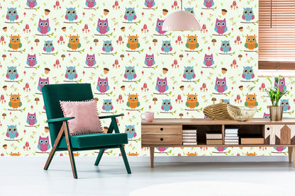 Wallpaper Colorful Owls
