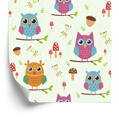 Wallpaper Colorful Owls