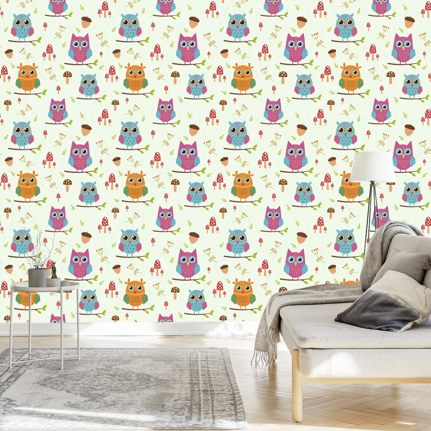 Wallpaper Colorful Owls