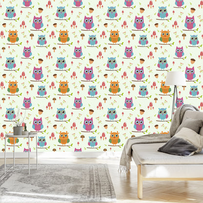 Wallpaper Colorful Owls