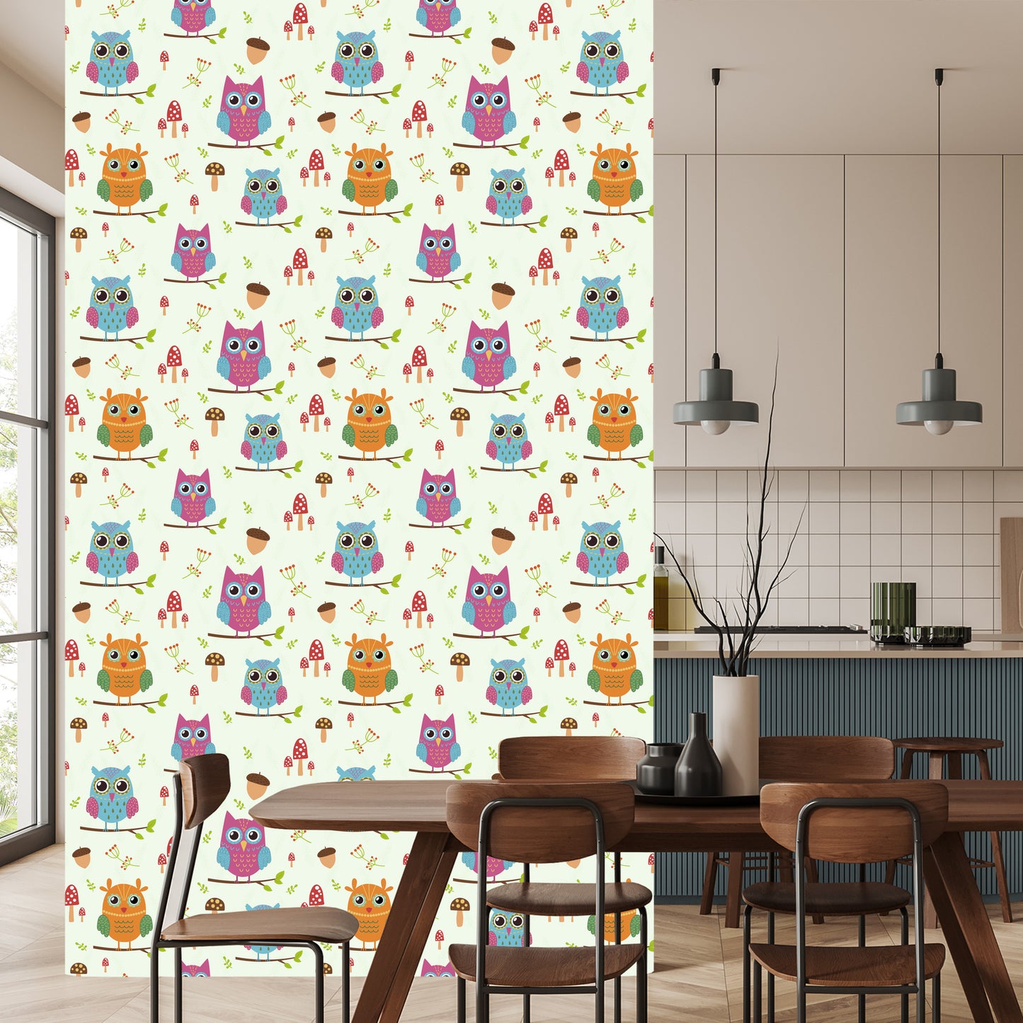 Wallpaper Colorful Owls