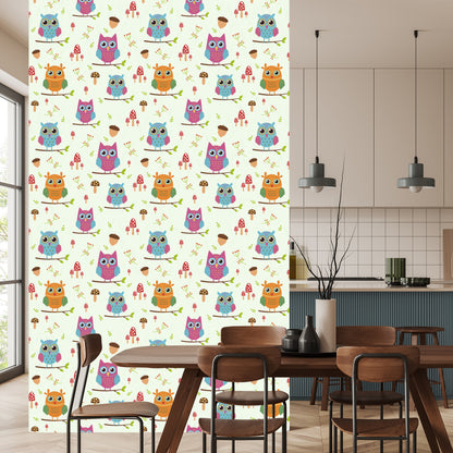 Wallpaper Colorful Owls
