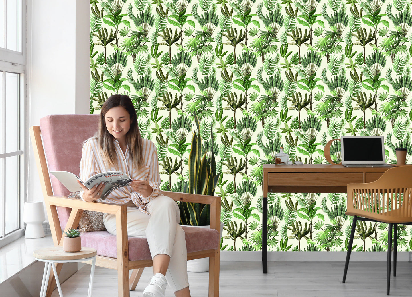 Wallpaper Exotic Leaves Vintage