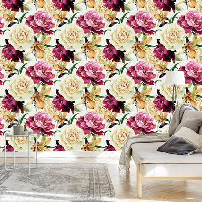 Wallpaper Waltercolor Colorful Flowers
