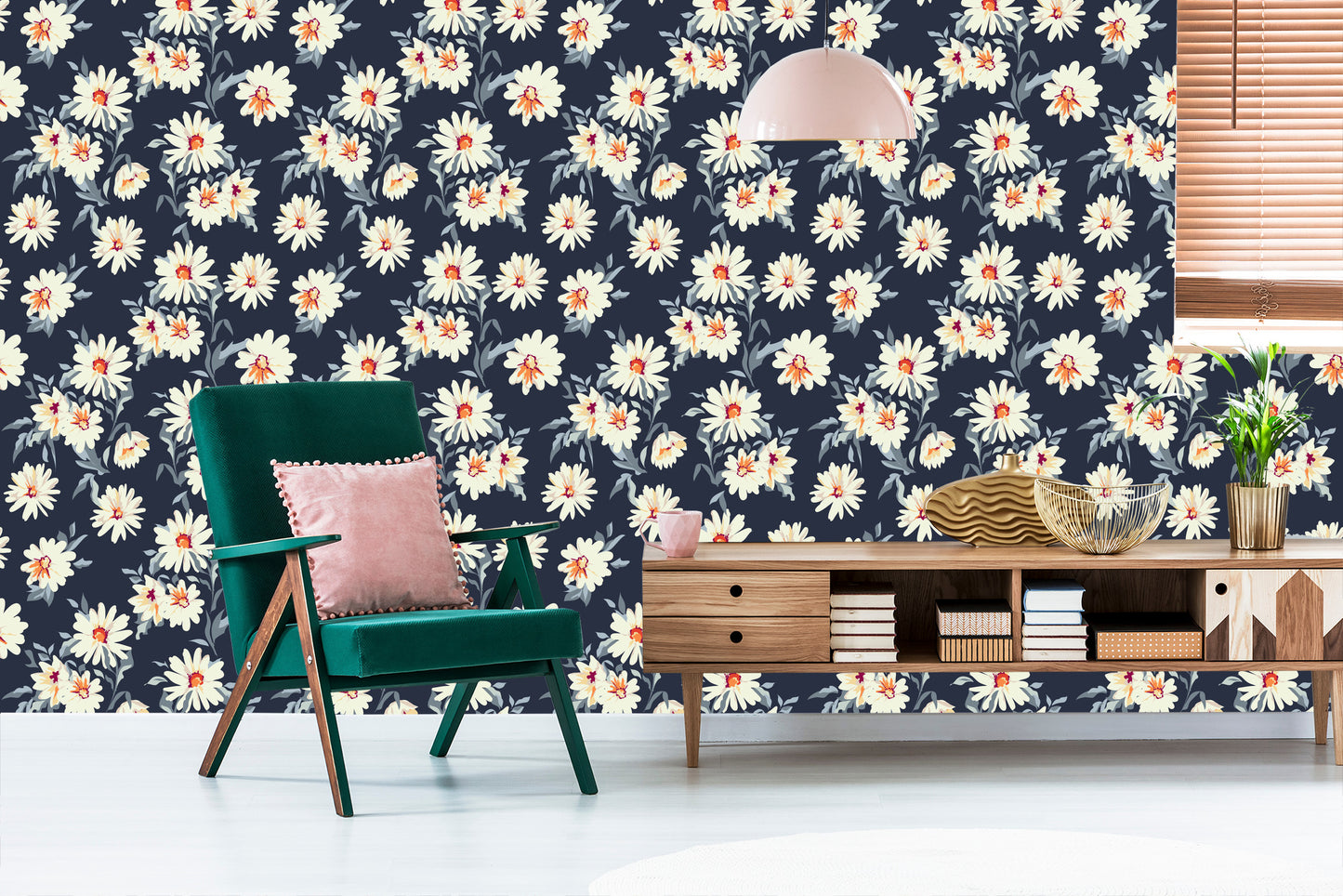 Wallpaper Flowers - Painted Daisies