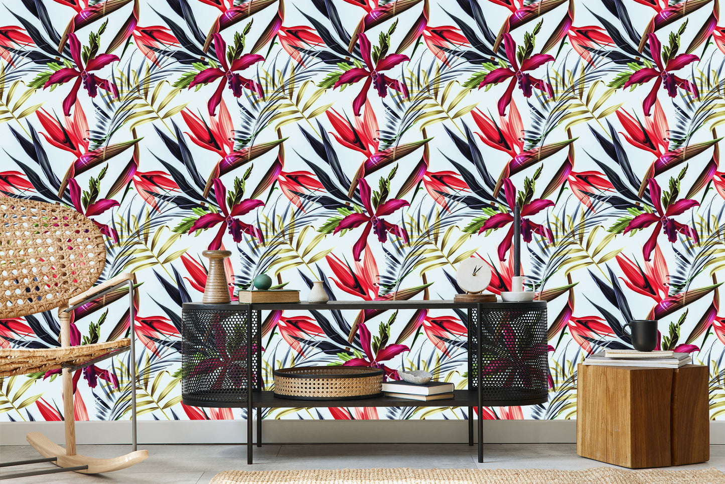Wallpaper Tropical Flowers And Leaves
