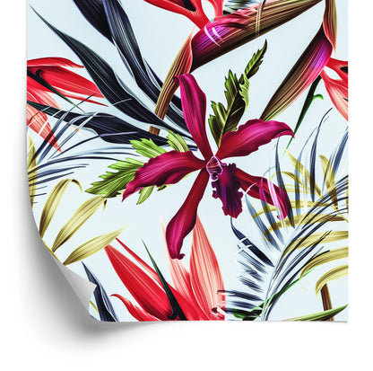 Wallpaper Tropical Flowers And Leaves