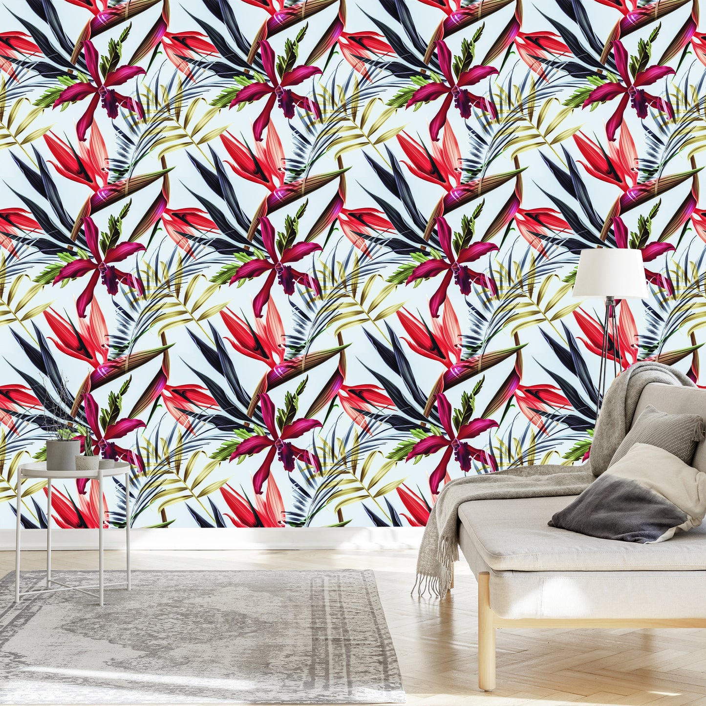 Wallpaper Tropical Flowers And Leaves
