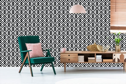 Wallpaper Black And White Geometric Pattern