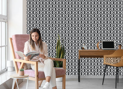 Wallpaper Black And White Geometric Pattern