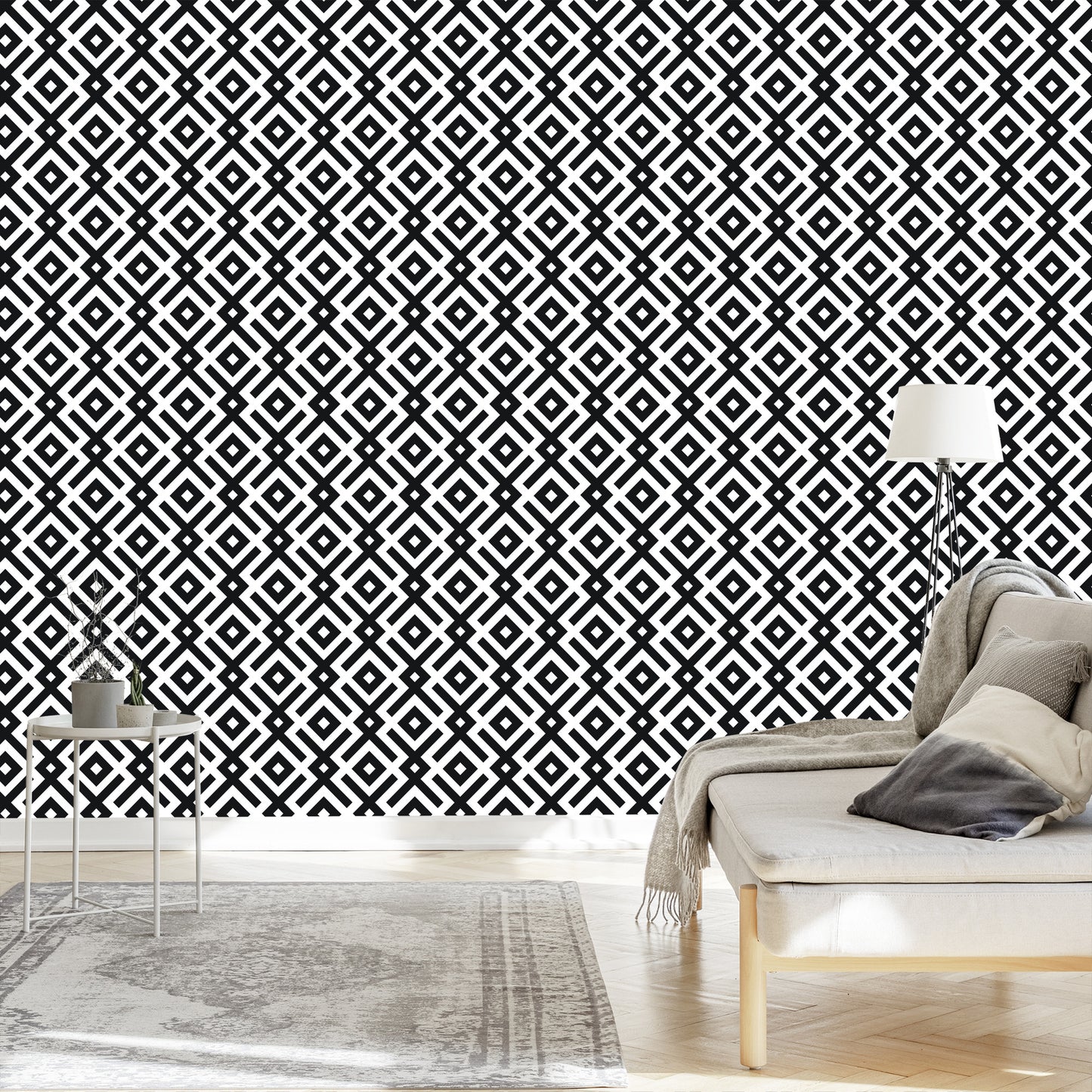 Wallpaper Black And White Geometric Pattern