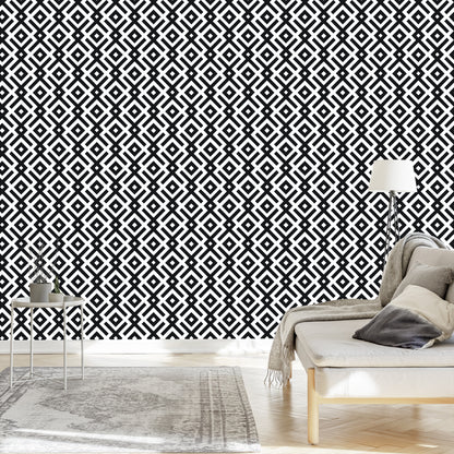 Wallpaper Black And White Geometric Pattern