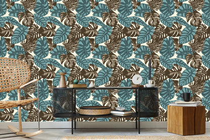 Wallpaper Tropical Leaves In Watercolor