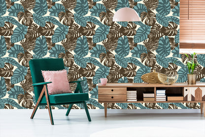 Wallpaper Tropical Leaves In Watercolor
