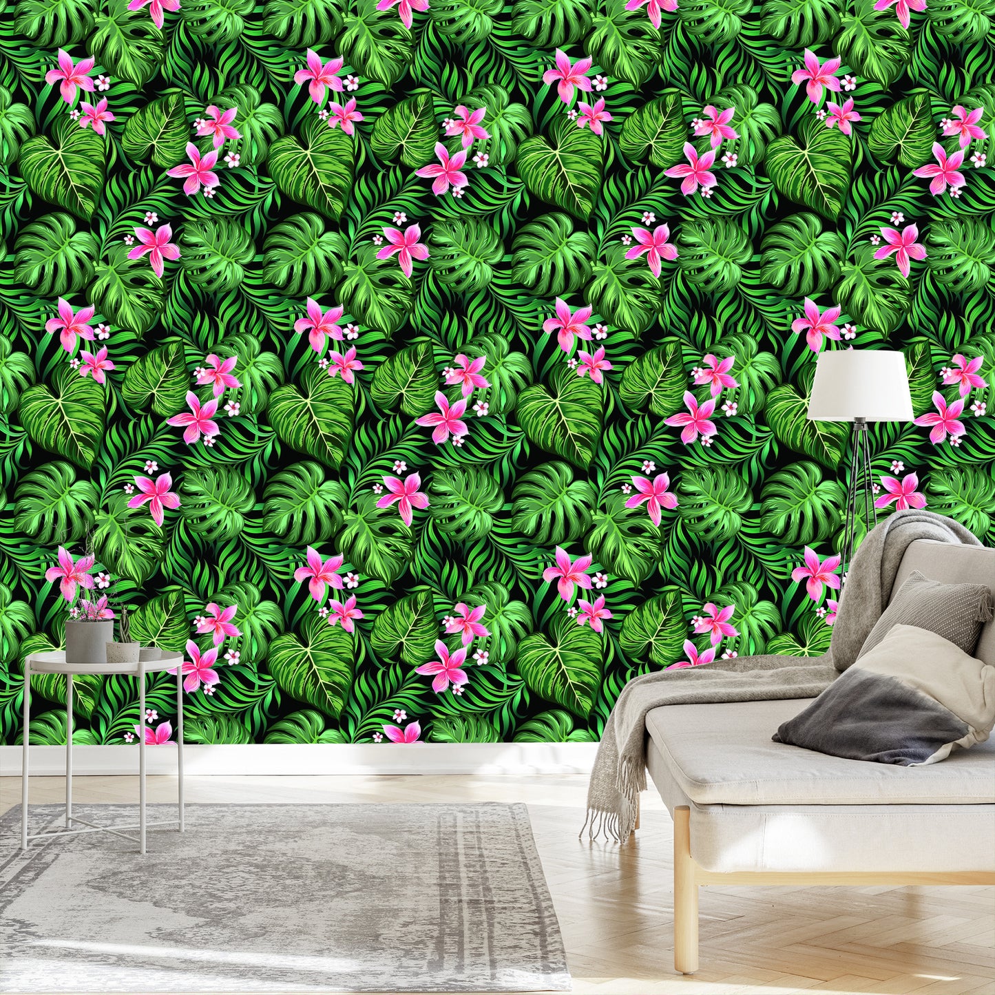 Wallpaper Leaves Tropical Flowers