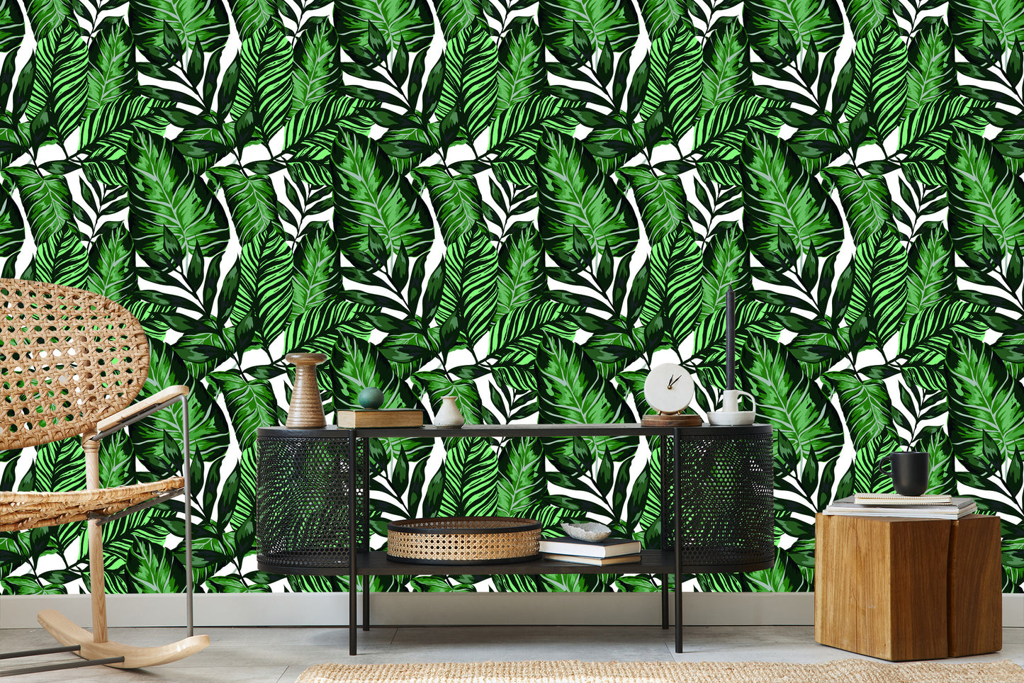 Wallpaper Tropical Leaves In Watercolor
