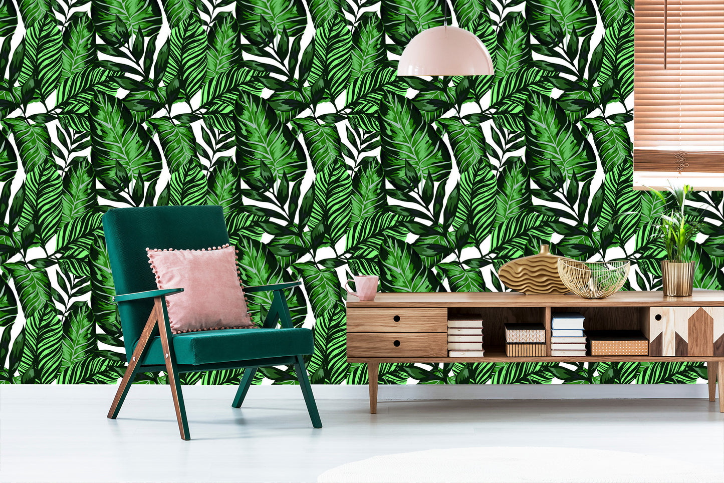 Wallpaper Tropical Leaves In Watercolor