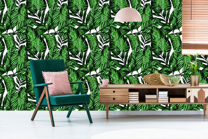Wallpaper Tropical Leaves In Watercolor