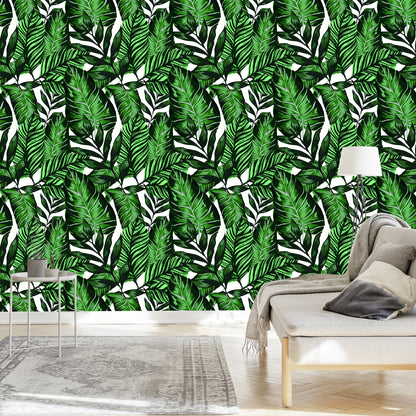 Wallpaper Tropical Leaves In Watercolor