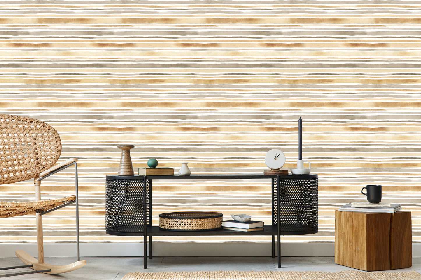 Wallpaper Horizontal Stripes - Watercolor