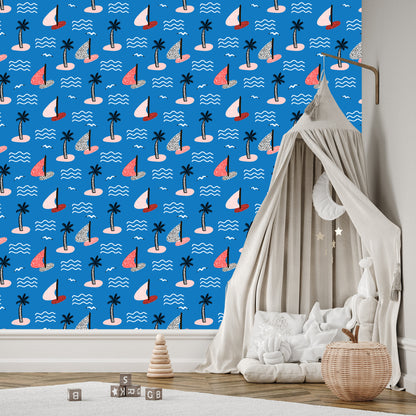 Wallpaper Islands And Colorful Sailboats