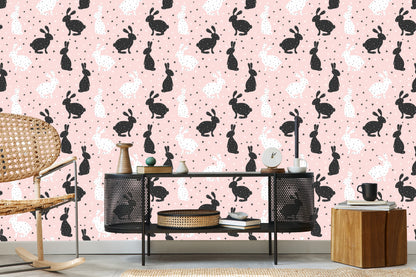 Wallpaper Black And White Rabbits In The Stars
