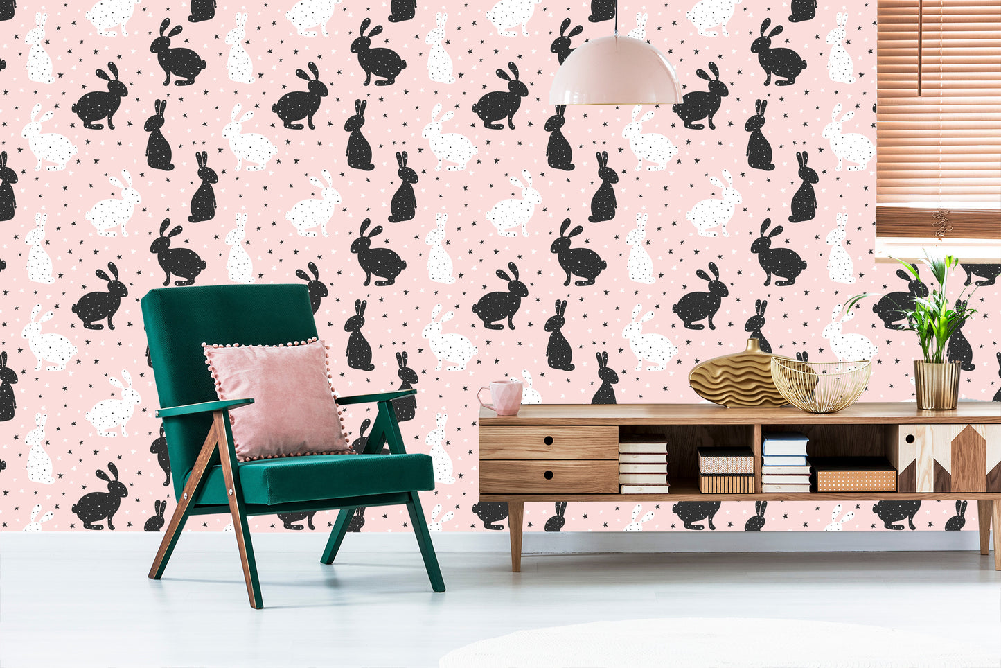 Wallpaper Black And White Rabbits In The Stars