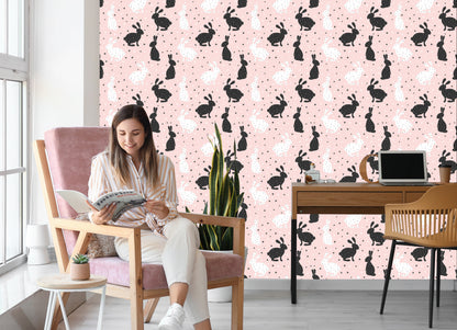 Wallpaper Black And White Rabbits In The Stars