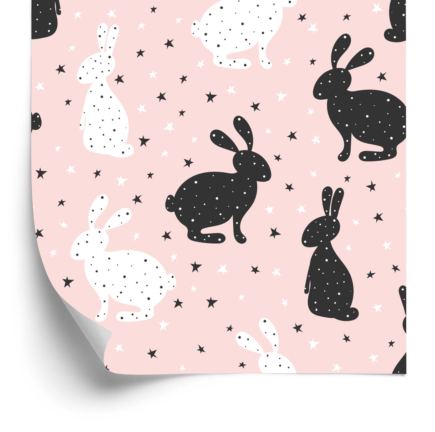 Wallpaper Black And White Rabbits In The Stars