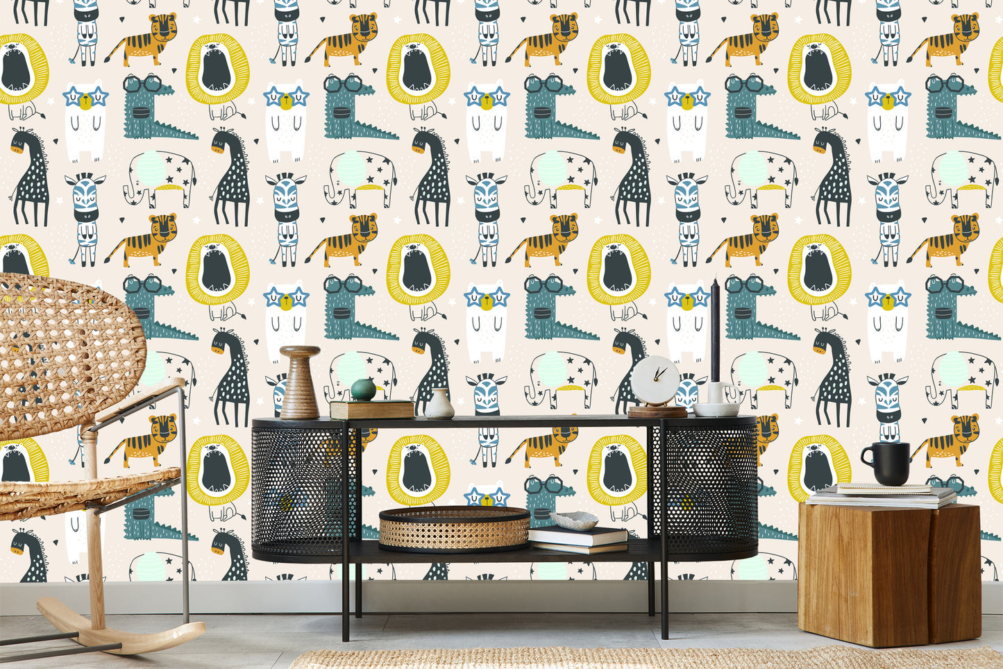 Wallpaper Wild Animals In Scandinavian Style