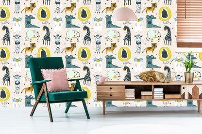 Wallpaper Wild Animals In Scandinavian Style