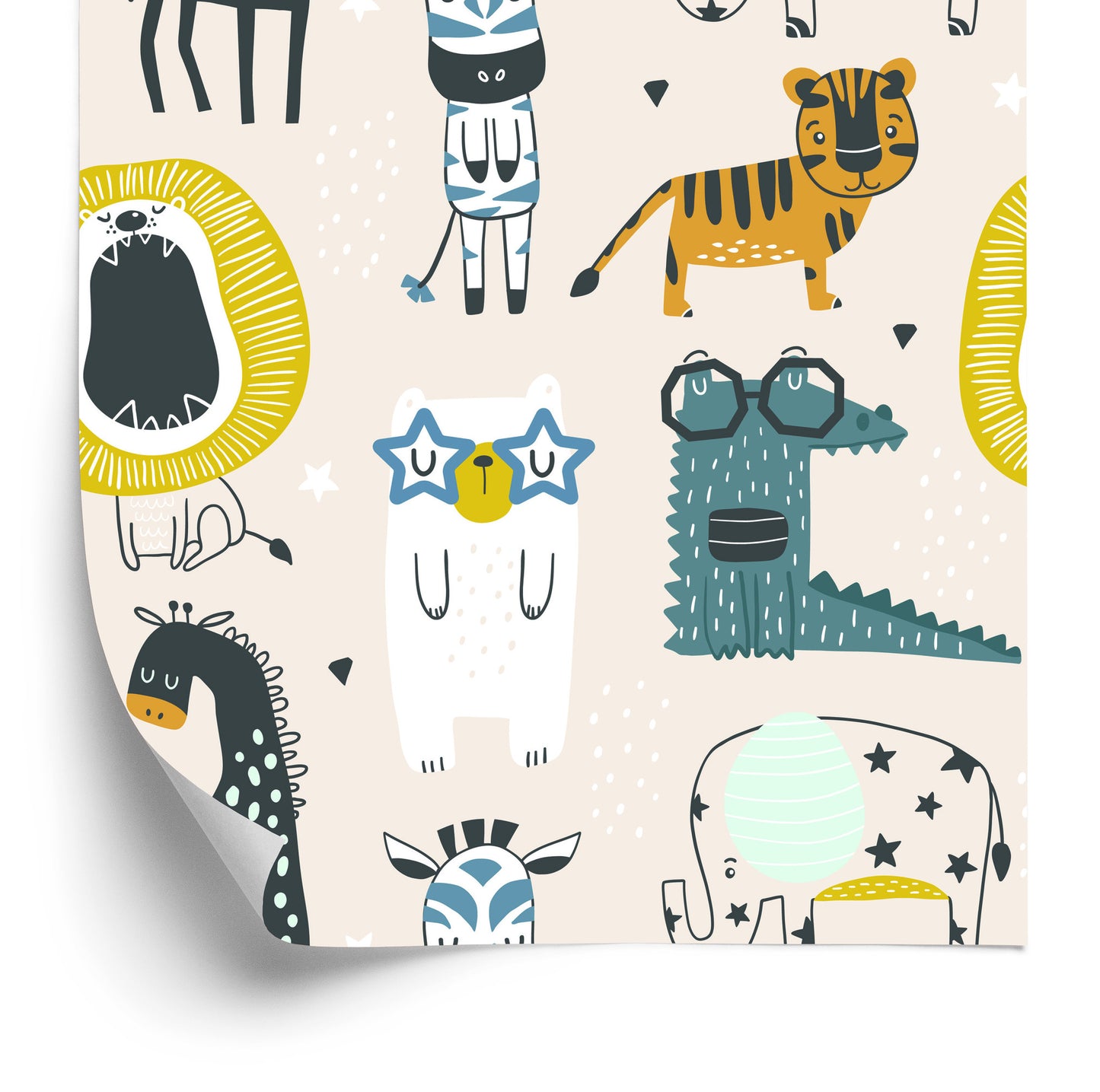Wallpaper Wild Animals In Scandinavian Style