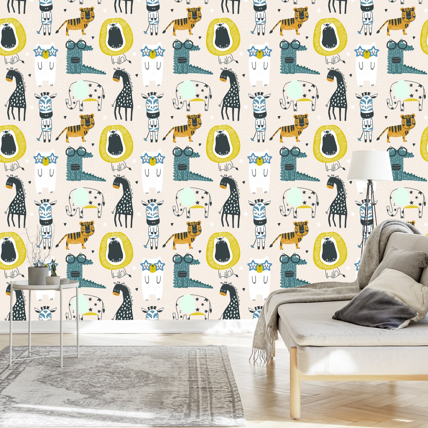 Wallpaper Wild Animals In Scandinavian Style
