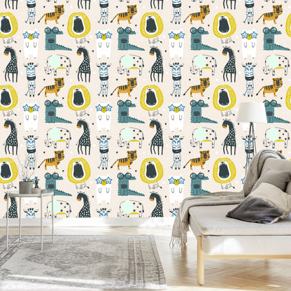 Wallpaper Wild Animals In Scandinavian Style