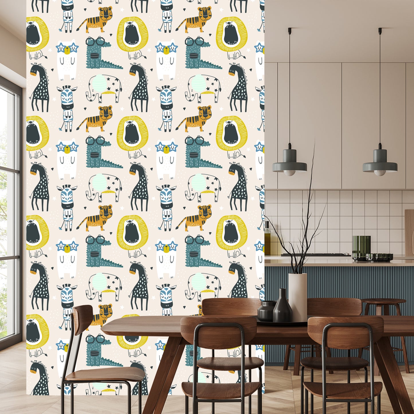 Wallpaper Wild Animals In Scandinavian Style