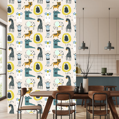 Wallpaper Wild Animals In Scandinavian Style