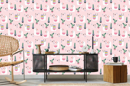 Wallpaper Llamas With Colored Suitcases And Eyeglasses