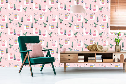 Wallpaper Llamas With Colored Suitcases And Eyeglasses