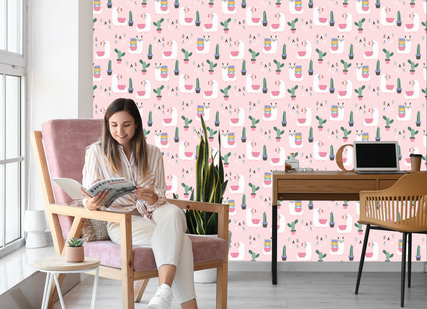 Wallpaper Llamas With Colored Suitcases And Eyeglasses