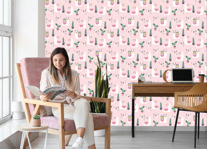 Wallpaper Llamas With Colored Suitcases And Eyeglasses