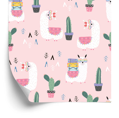 Wallpaper Llamas With Colored Suitcases And Eyeglasses