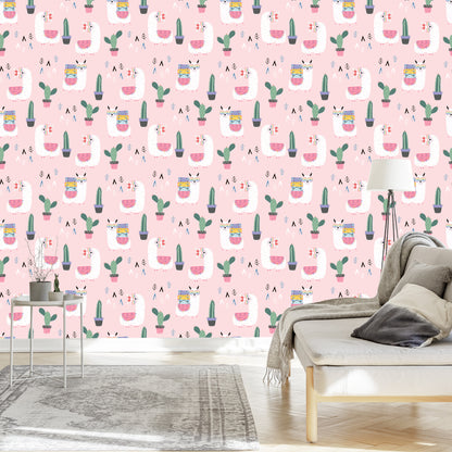 Wallpaper Llamas With Colored Suitcases And Eyeglasses