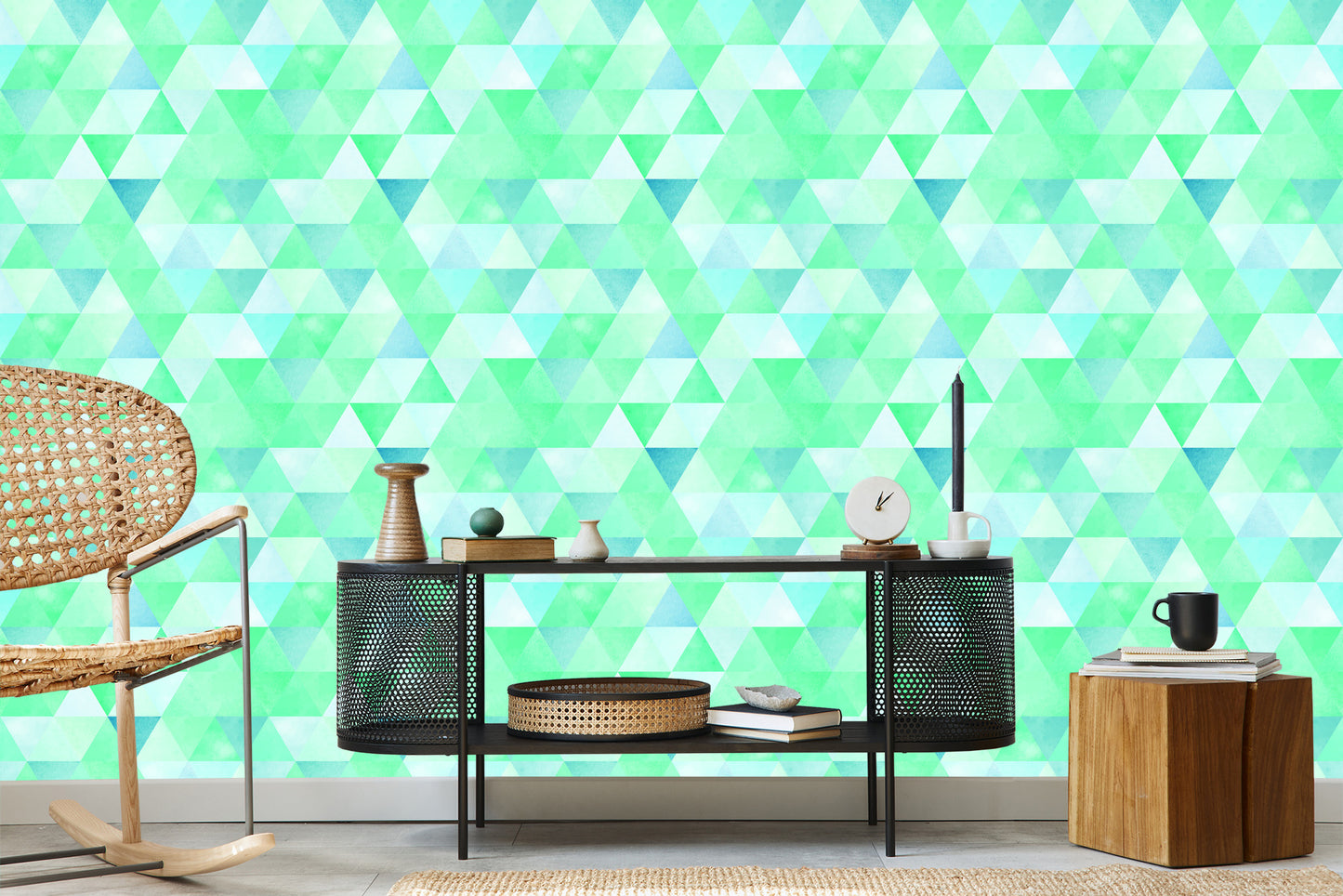 Wallpaper Turquoise Triangles In Vintage Style
