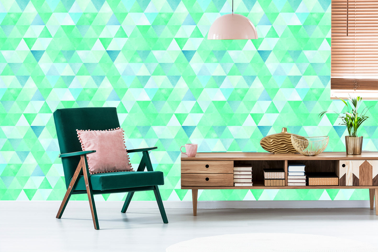 Wallpaper Turquoise Triangles In Vintage Style