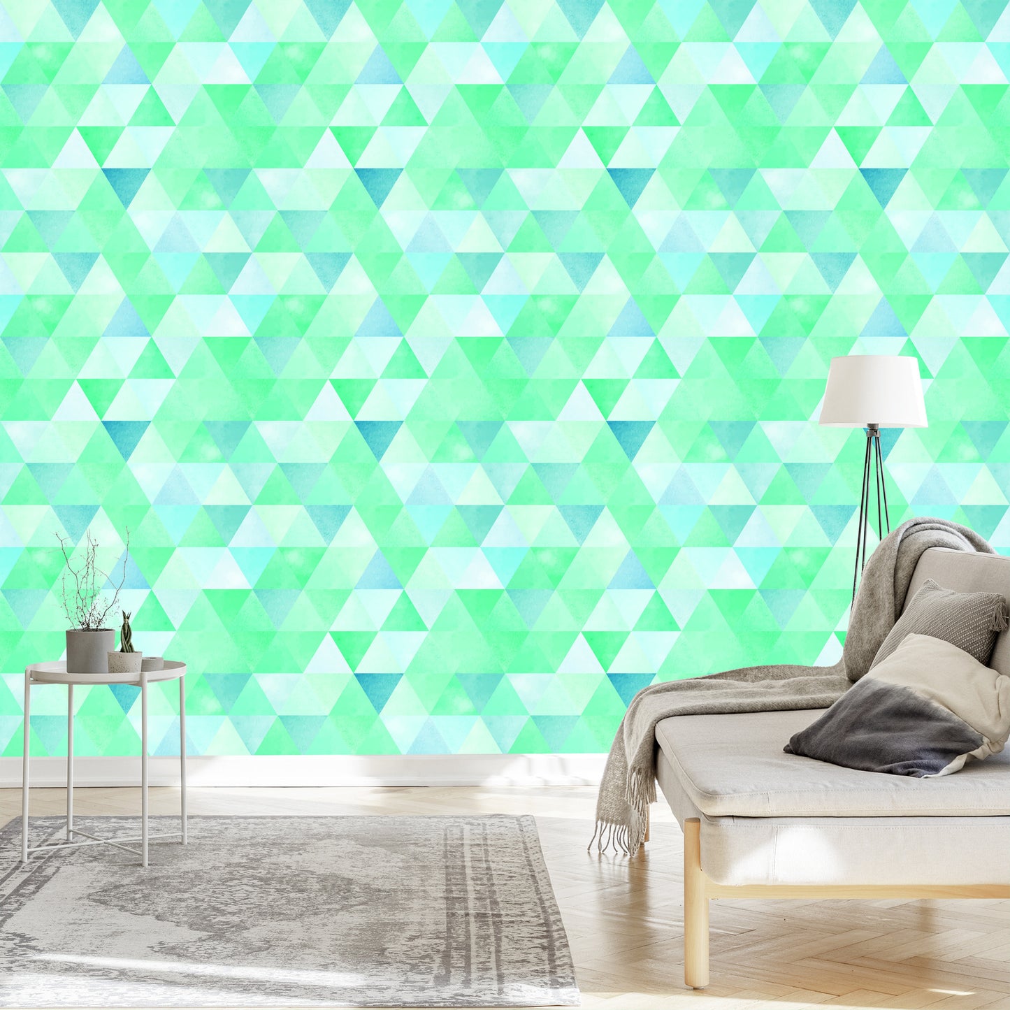 Wallpaper Turquoise Triangles In Vintage Style