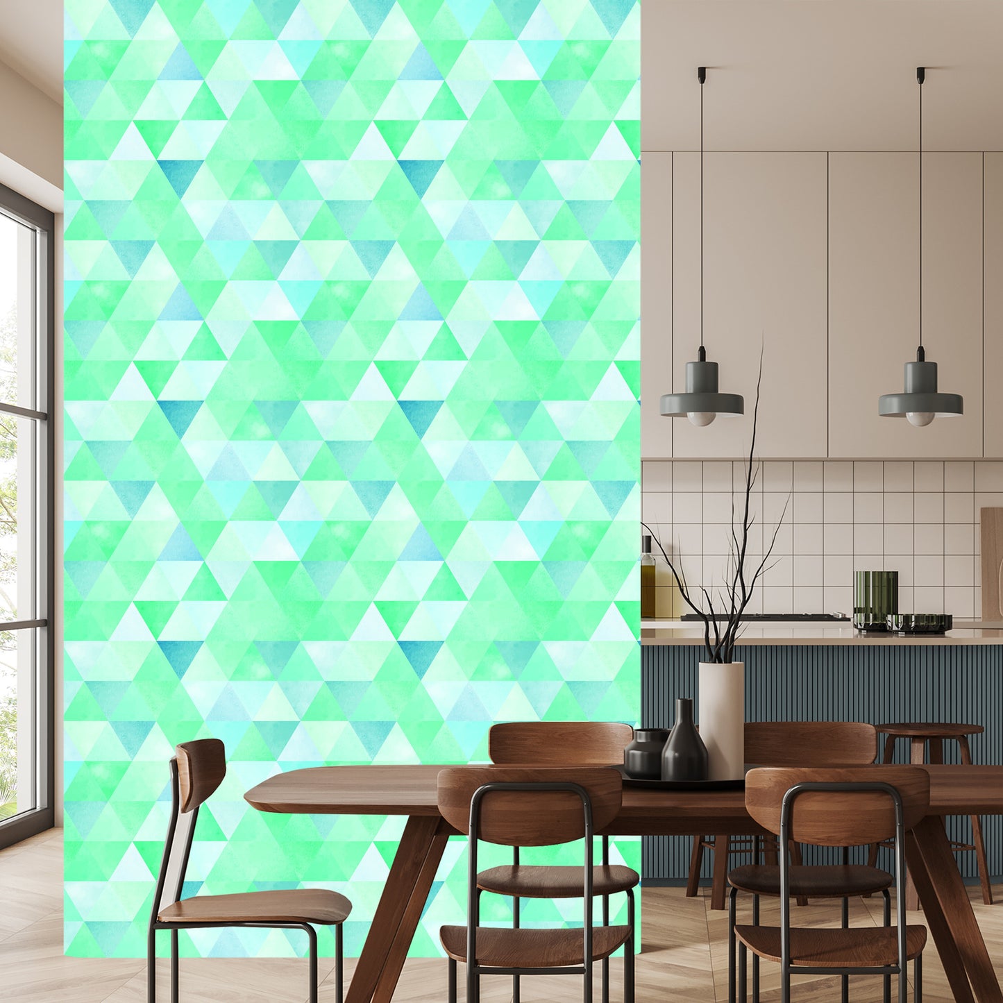 Wallpaper Turquoise Triangles In Vintage Style
